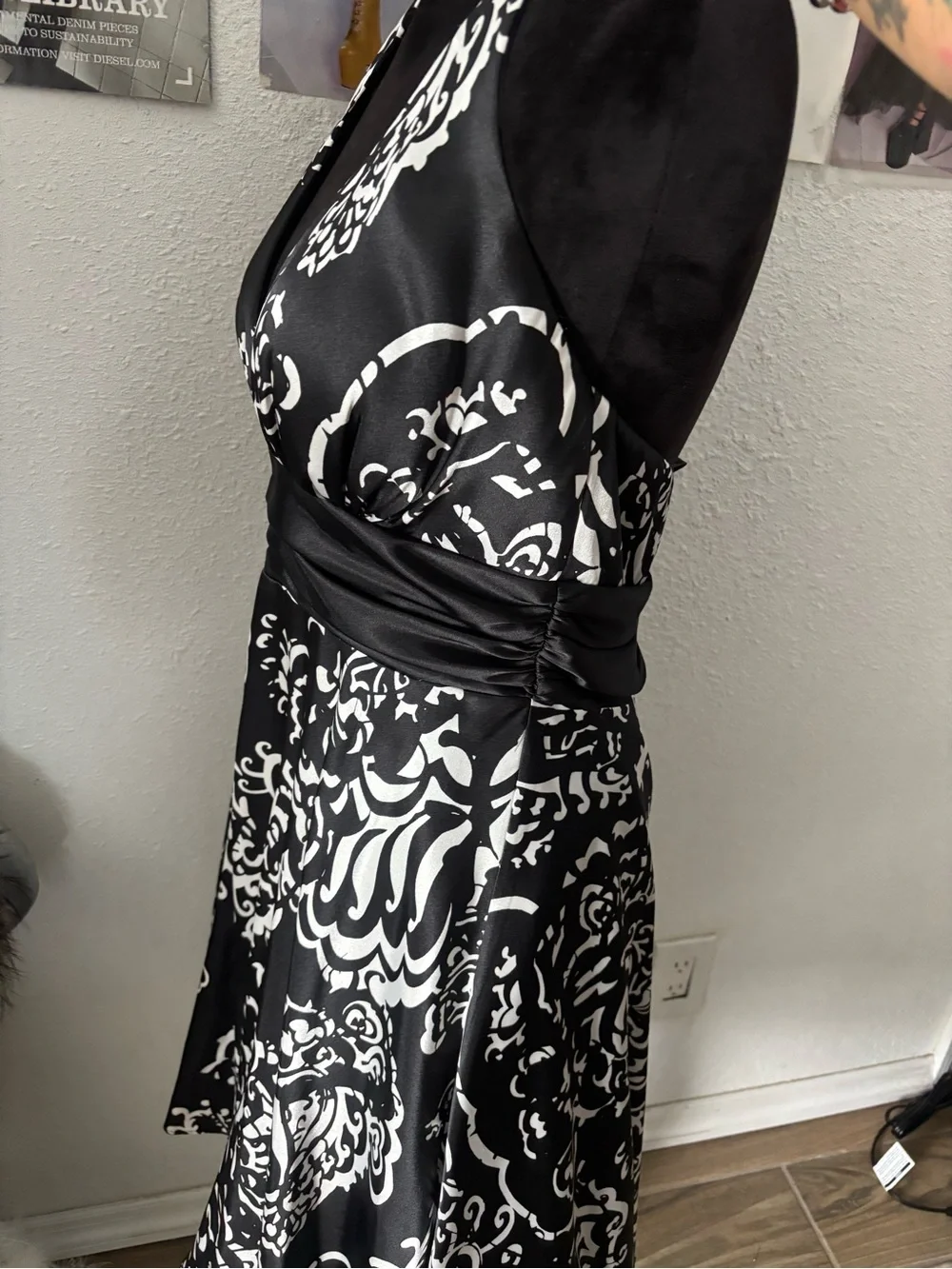 Y2K Betsy & Adam Black by Linda Bernell  Halter A-Line Dress